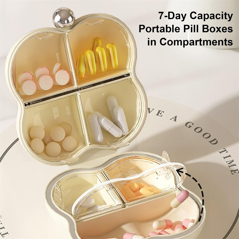 Mini organizér na lieky a šperky so 7 priehradkami - kvetinový biely