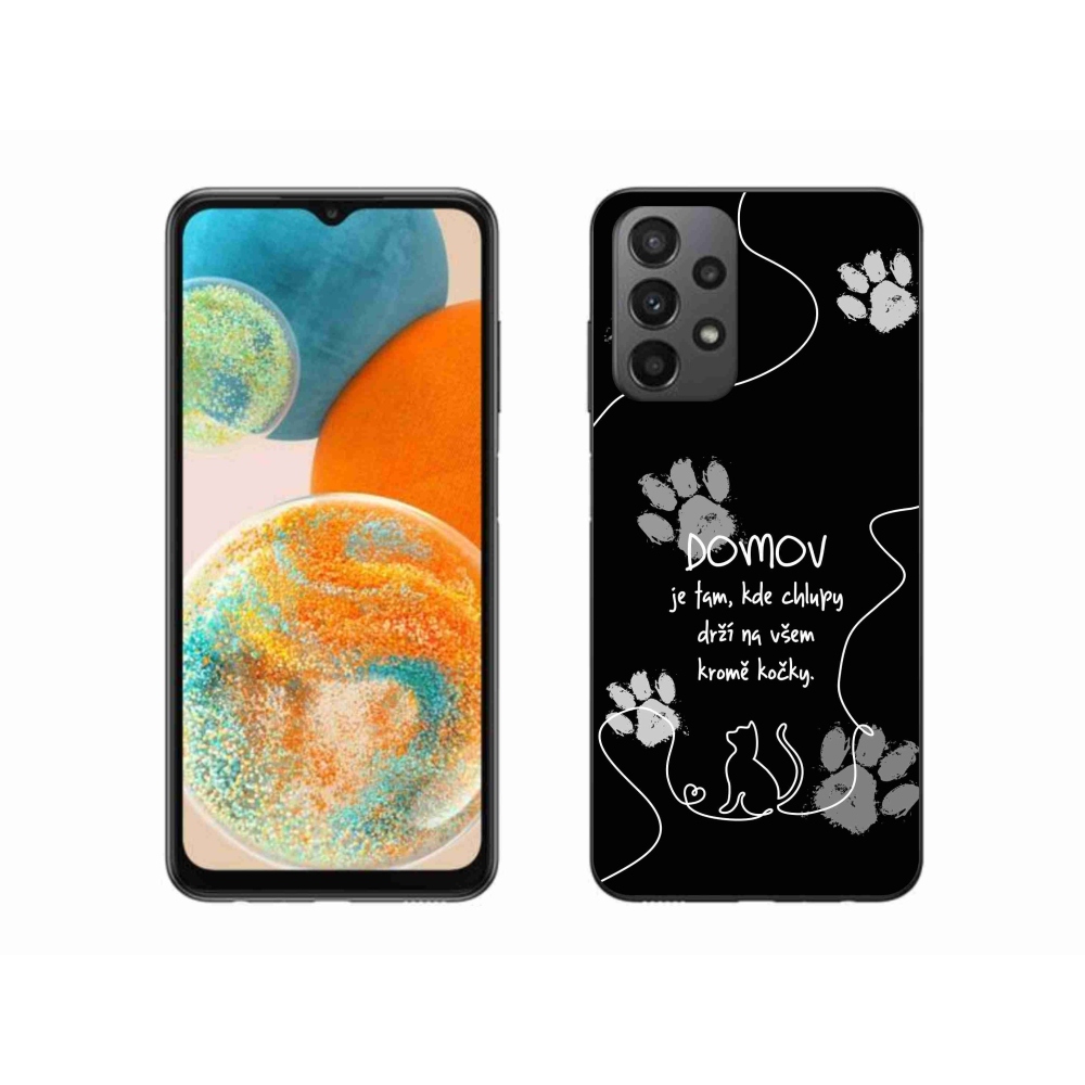 Gélový kryt mmCase na Samsung Galaxy A23 4G/5G - mačacie motív čierne pozadie