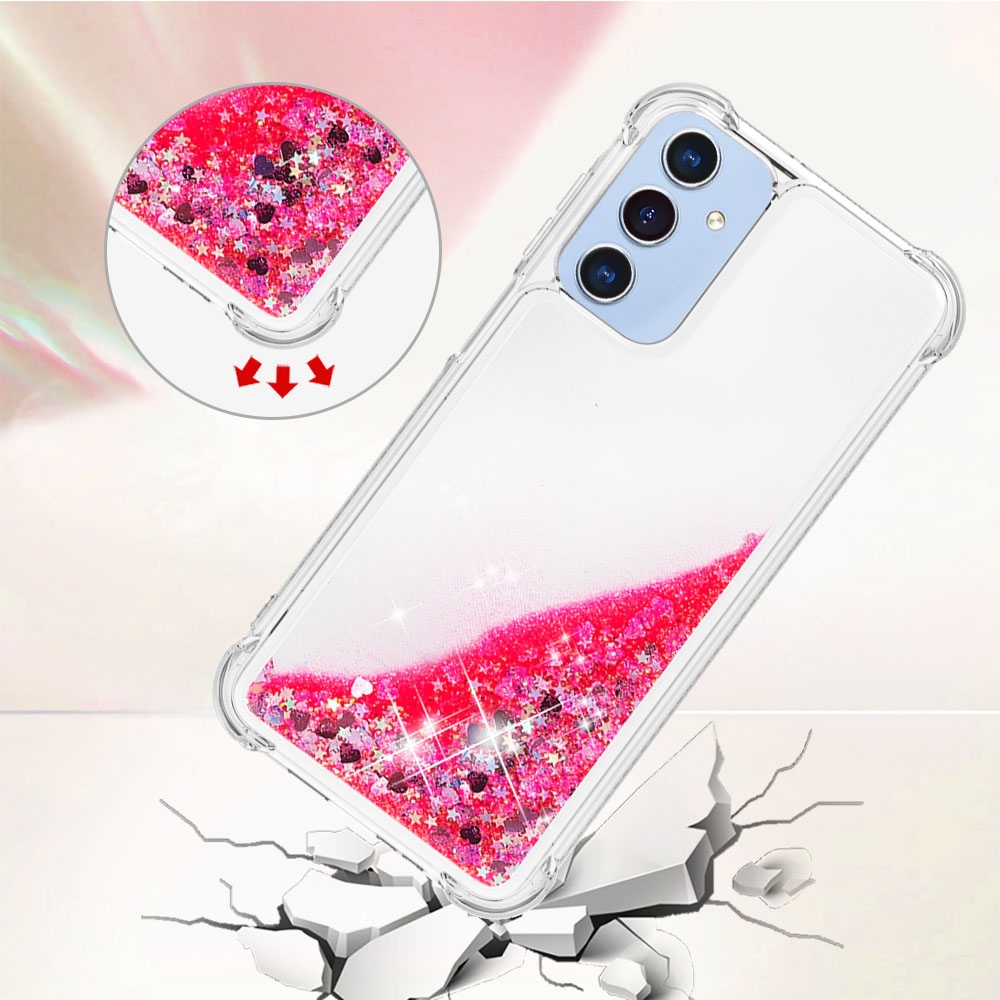 Glitter presýpacie gélový obal na Samsung Galaxy A17 5G - ružový/srdiečka