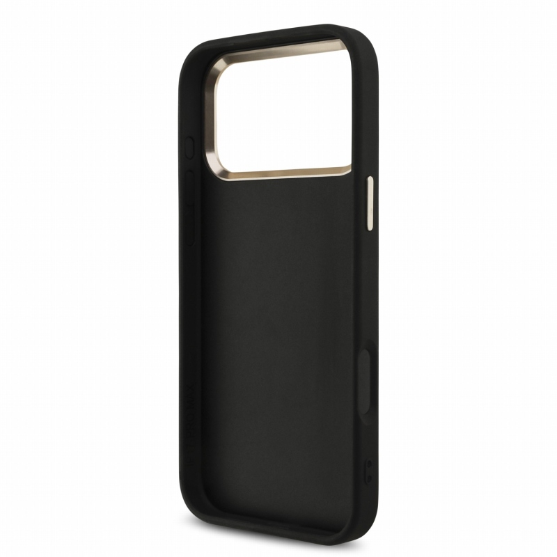 Guess PU 4G Metal Logo Strap – zadný kryt pre iPhone 18 Pro Max – čierny