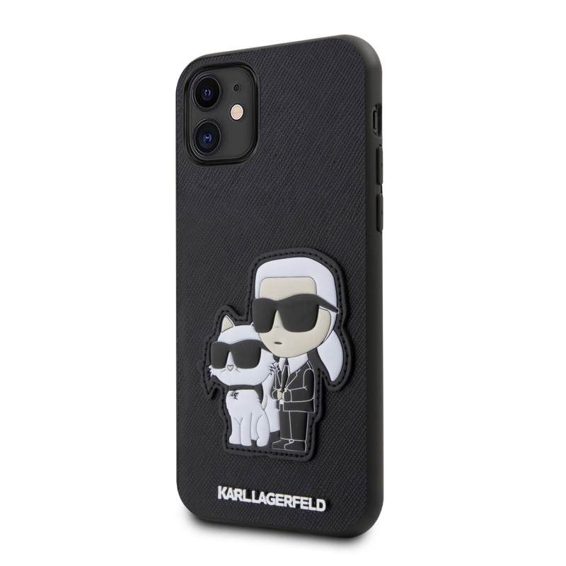 Karl Lagerfeld PU Saffiano Karl and Choupette NFT Zadný Kryt pre iPhone 11 Black