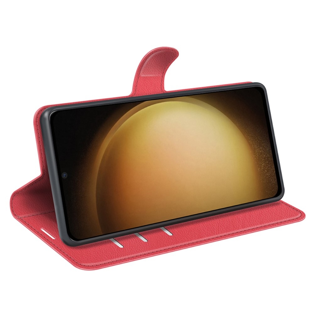 Litchi knižkové púzdro na Samsung Galaxy S24+ - červené