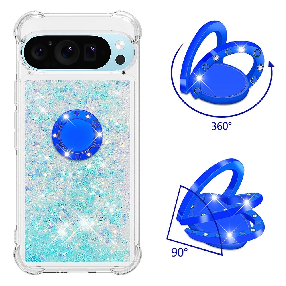 Glitt presýpací gélový obal s krúžkom na prst na Google Pixel 10 - modrý/hviezdičky