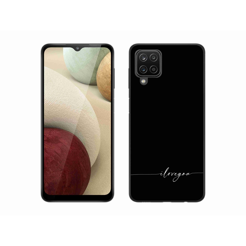 Gélový kryt mmCase na Samsung Galaxy A12 - I love you čierne pozadie