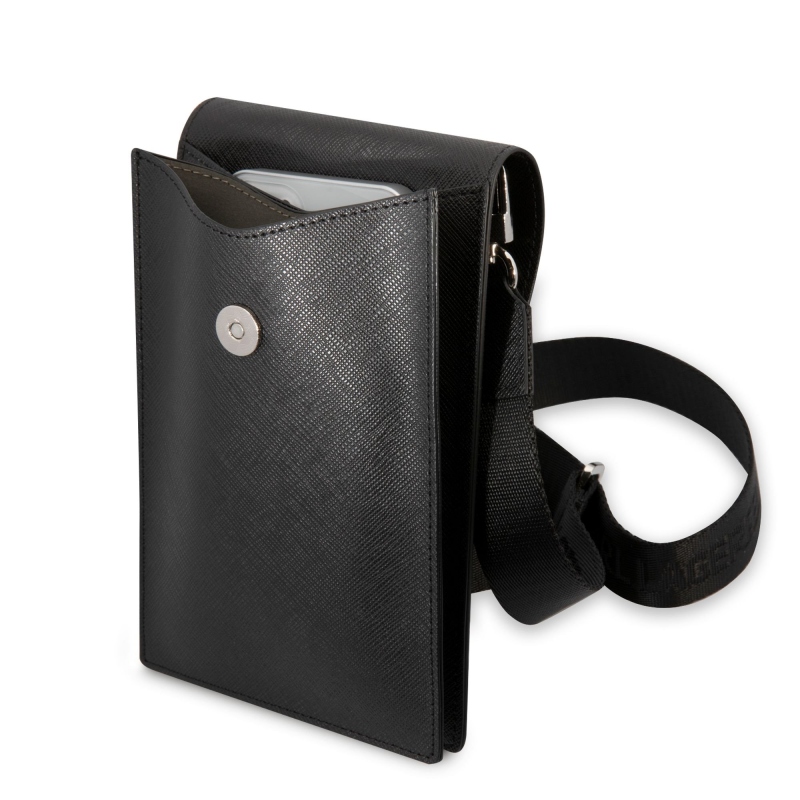 Karl Lagerfeld Saffiano Rue Saint Guillaume Wallet Phone Bag Black