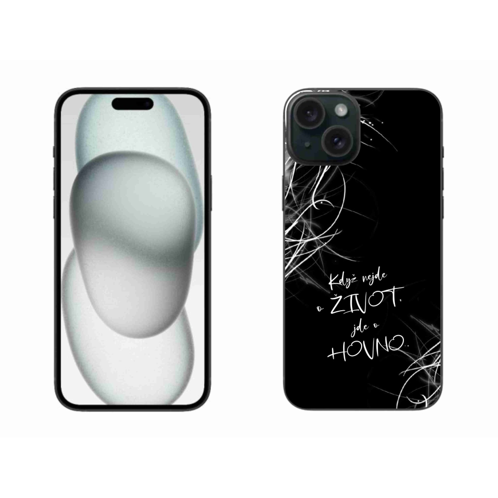 Gélový kryt mmCase na iPhone 15 Plus - vtipný text 16 čierne pozadie