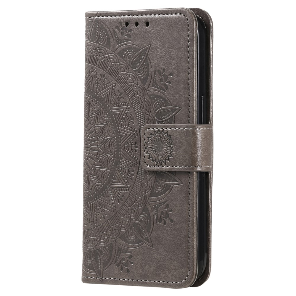 Mandala knižkové púzdro na Samsung Galaxy A06 4G - šedé