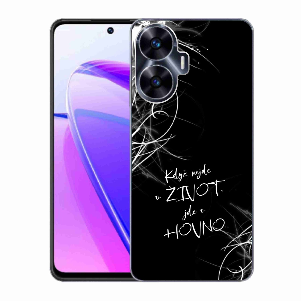 Gélový kryt mmCase na Realme C55 - vtipný text 16 čierne pozadie