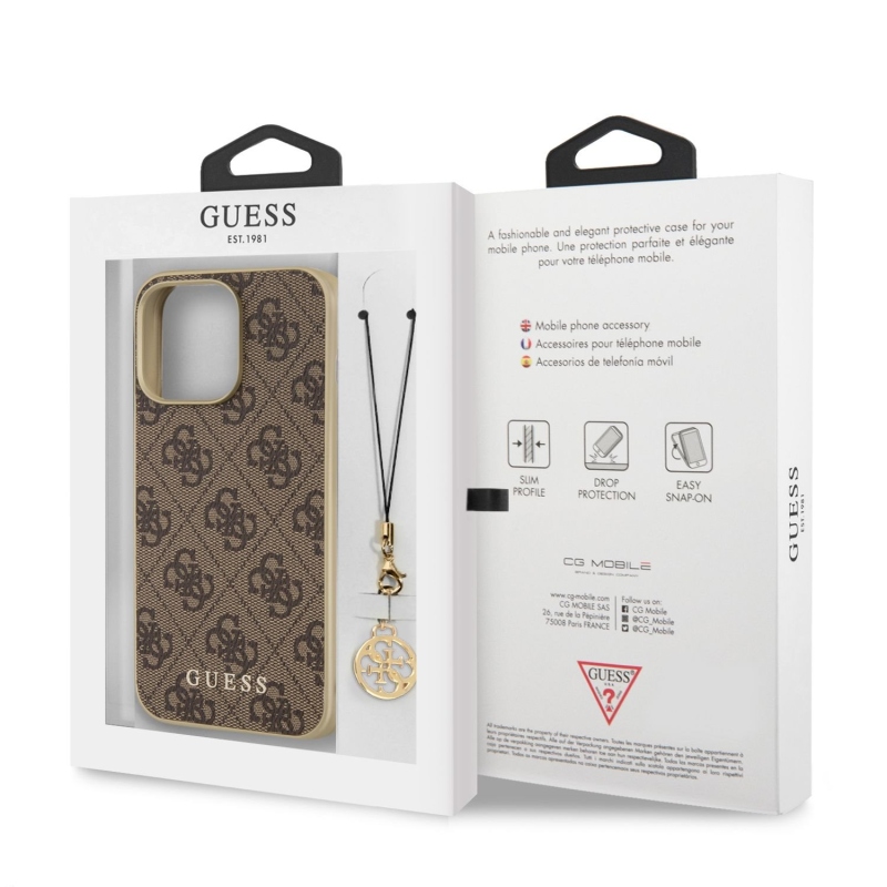 Guess 4G Charms Zadný Kryt pre iPhone 13 Pro Brown