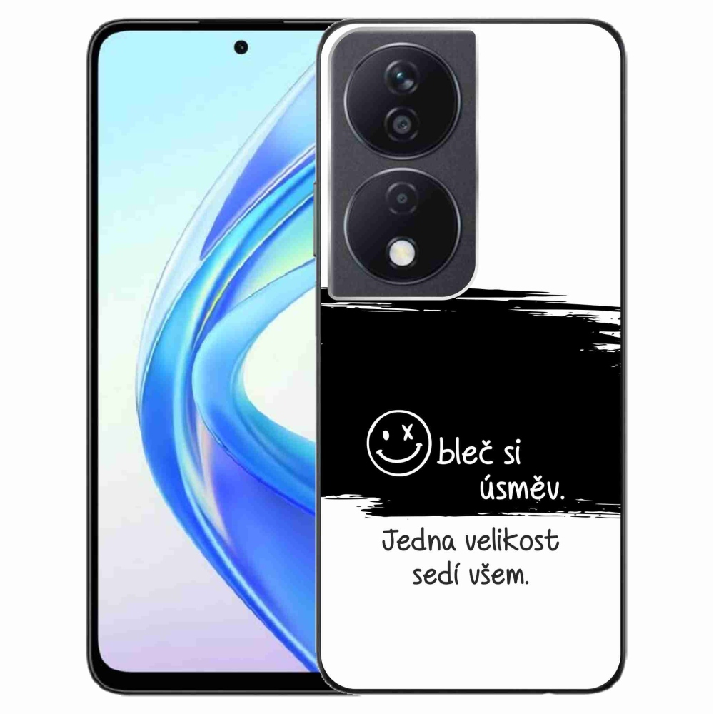 Gélový kryt mmCase na Honor X7b/Honor 90 Smart - vtipný text 8 čiernobiele pozadie
