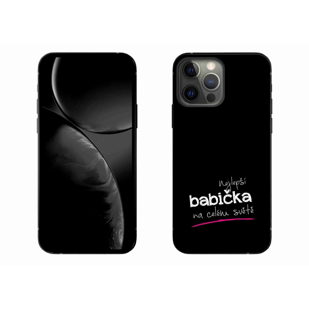 Gélový kryt mmCase na iPhone 13 Pro Max 6.7 - najlepšia babička 4 čierne pozadie