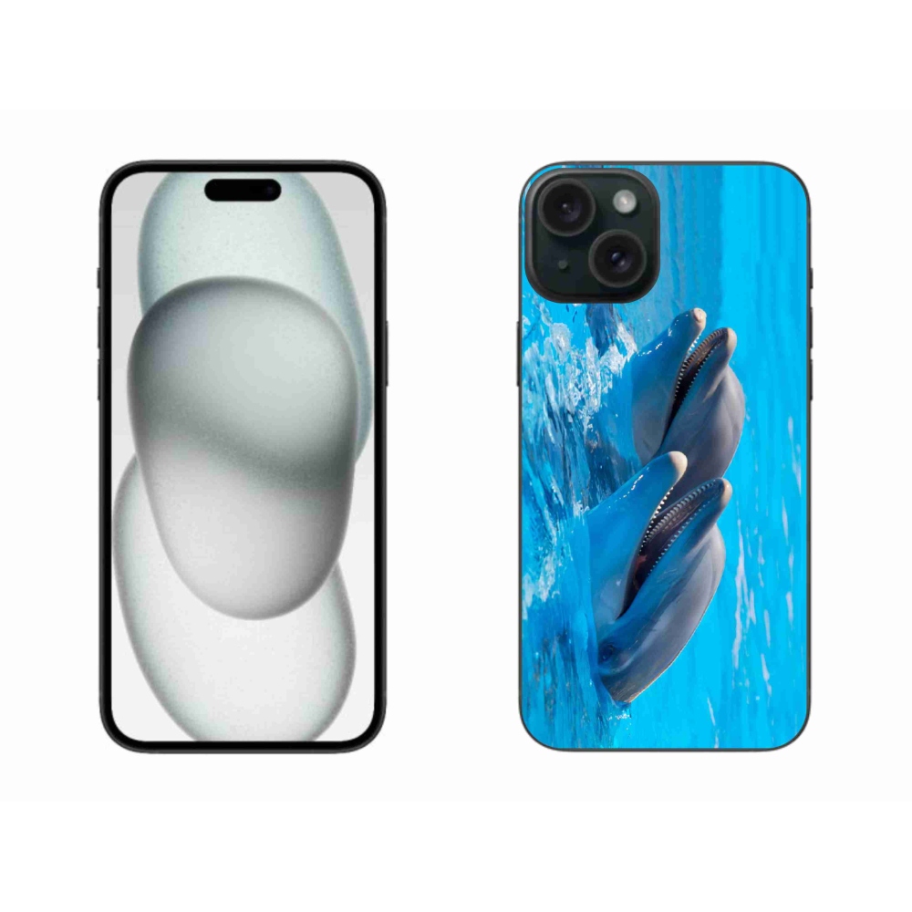 Gélový kryt mmCase na iPhone 15 Plus - delfíny
