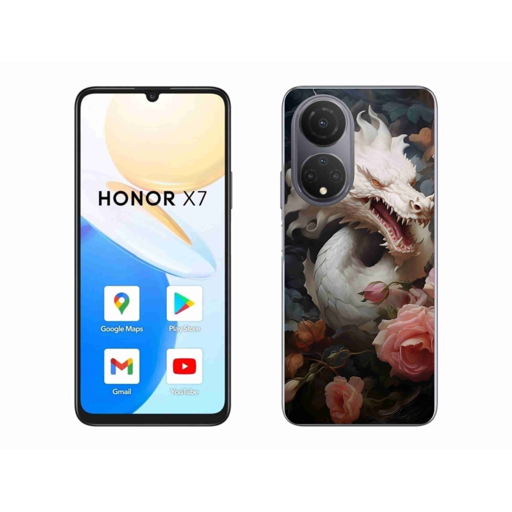 Gélový kryt mmCase na Honor X7 - biely drak