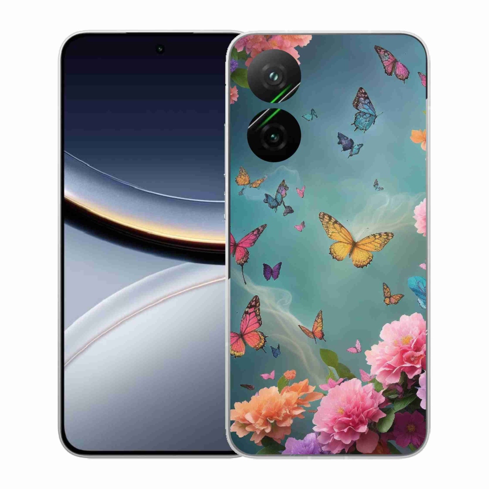 Gélový kryt mmCase na Xiaomi Poco F7 5G - farebné kvety a motýle