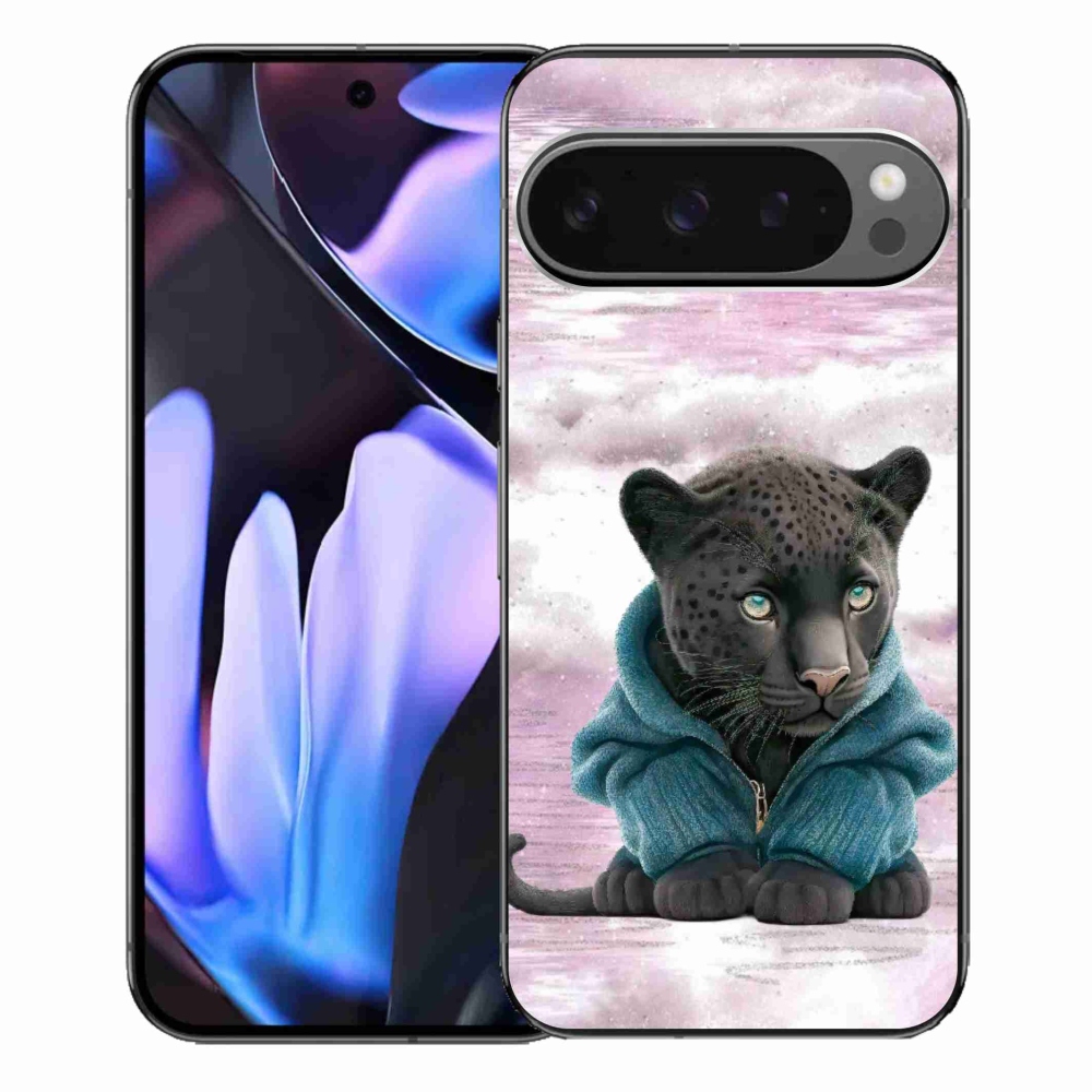 Gélový kryt mmCase na Google Pixel 9 Pro XL - čierny panter vo svetri