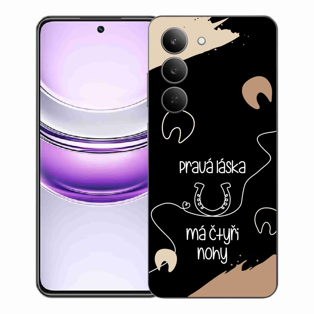 Gélový kryt mmCase na Realme 14x 5G - konský motív čierne pozadie