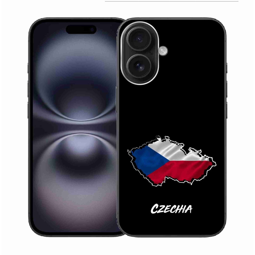 Gélový kryt mmCase na iPhone 16 - Czechia čierne pozadie