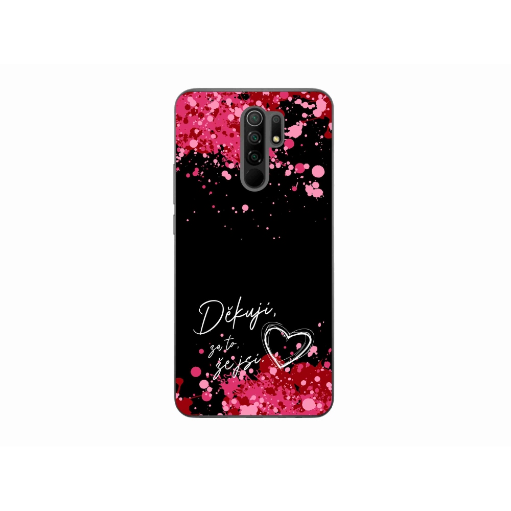 Gélový kryt mmCase na Xiaomi Redmi 9 - zamilovaný text 2 čierne pozadie