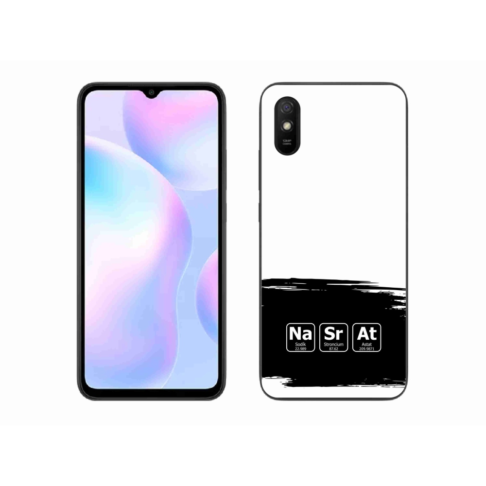 Gélový kryt mmCase na Xiaomi Redmi 9A - chemické prvky čiernobiele pozadie