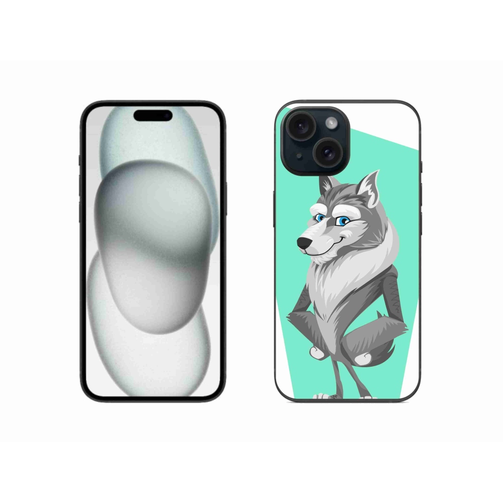 Gélový kryt mmCase na iPhone 15 - kreslený vlk