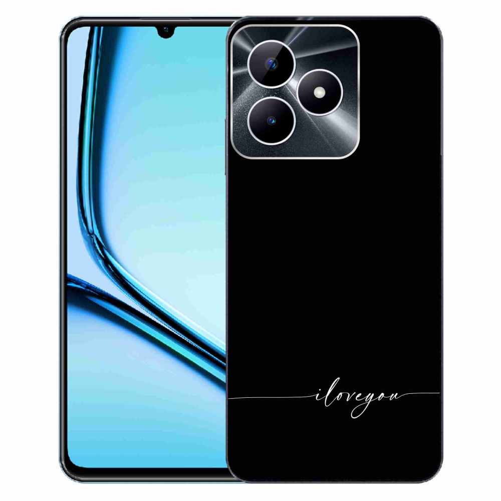 Gélový kryt mmCase na Realme Note 50 - I love you čierne pozadie