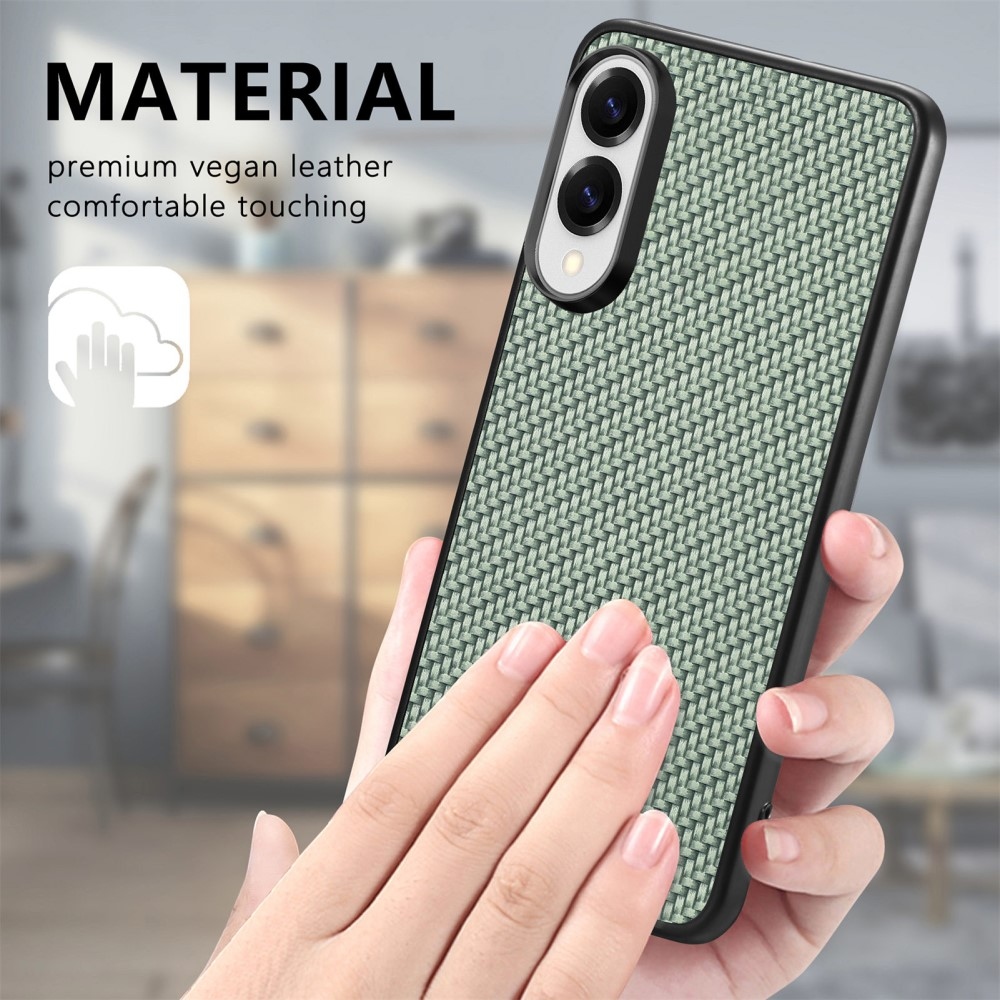 Coat gélový obal s umelou kožou a pevným chrbtom na Samsung Galaxy S25 Edge - zelený
