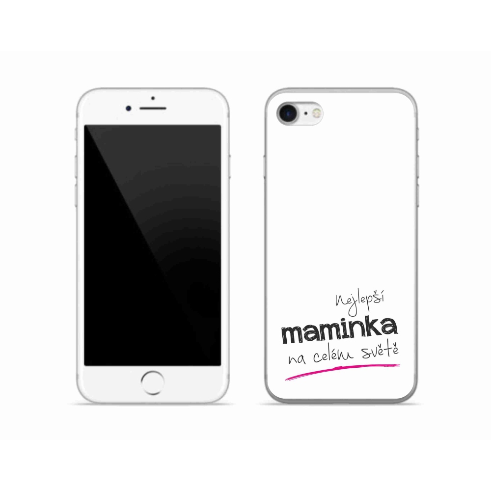 Gélový kryt mmCase na iPhone SE (2022) - najlepšia mamička 4 biele pozadie