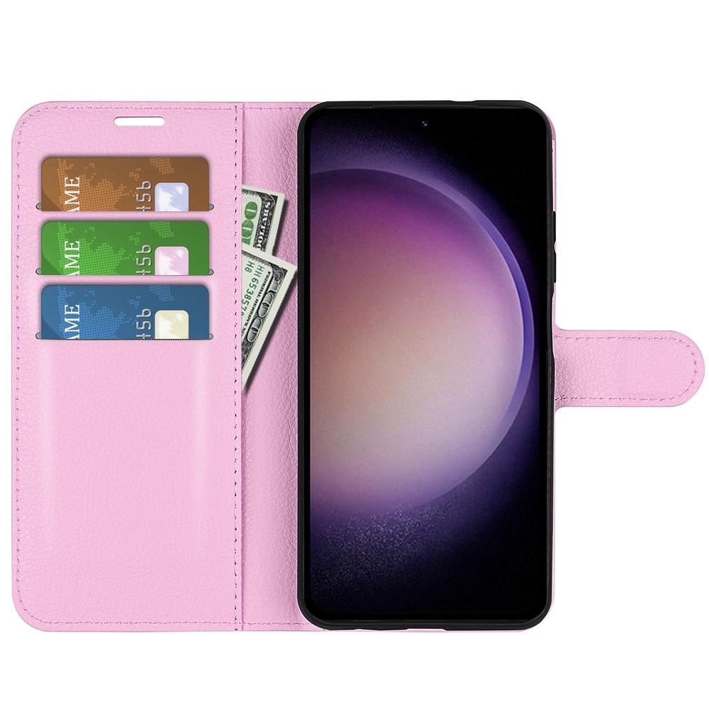 Litchi knižkové púzdro na Samsung Galaxy S23 FE - ružové