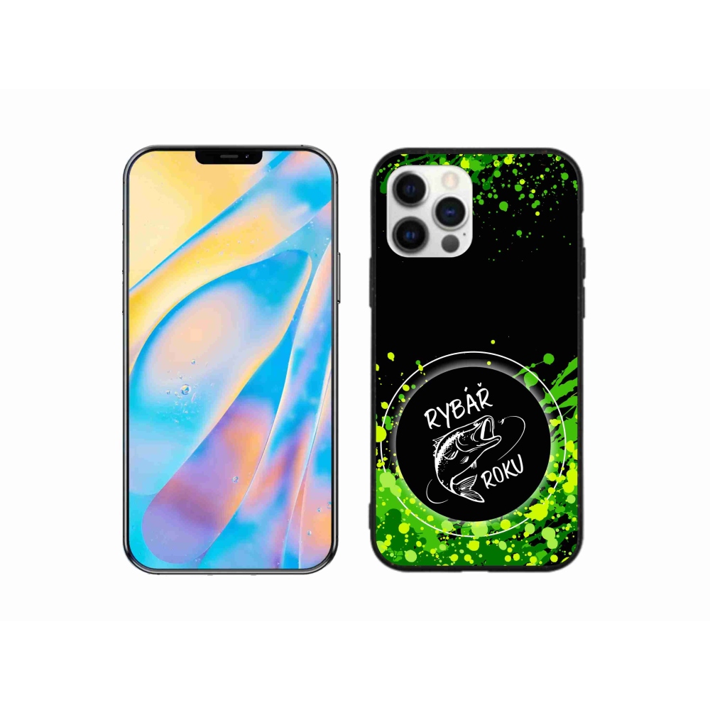 Gélový kryt mmCase na iPhone 12 - rybár roku čierne pozadie