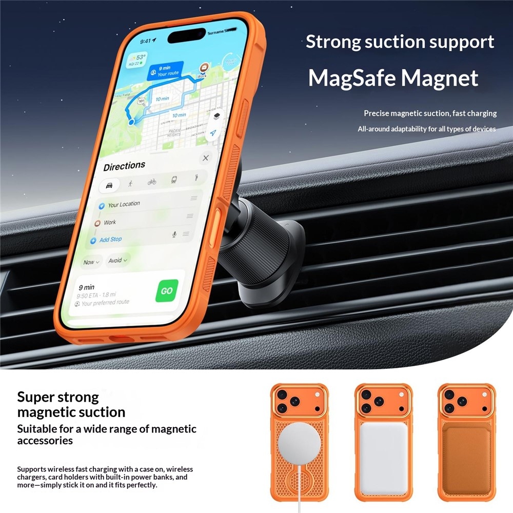 360 gélový obal s pevným chrbtom a MagSafe na mobil iPhone 18 Pro Max/17 Pro Max - oranžový