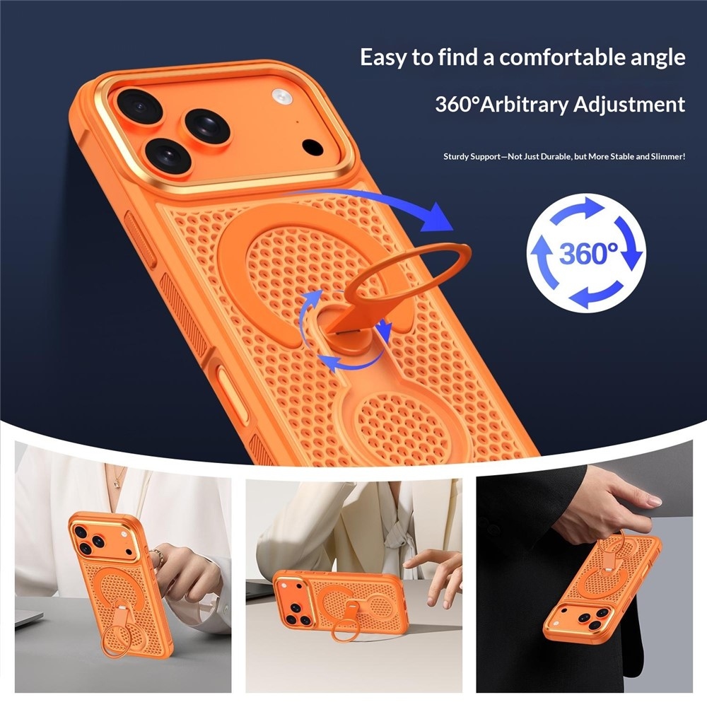 360 gélový obal s pevným chrbtom a MagSafe na mobil iPhone 18 Pro Max/17 Pro Max - oranžový