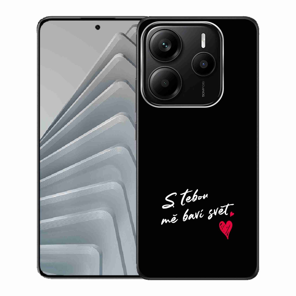 Gélový kryt mmCase na Xiaomi Redmi Note 14 5G - zamilovaný text 1 čierne pozadie