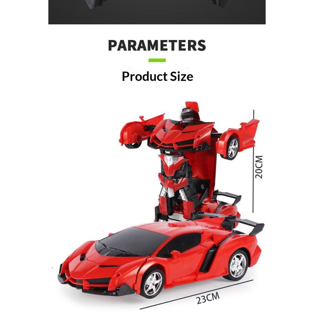 RC transformačné auto 2v1 auto a robot - červené
