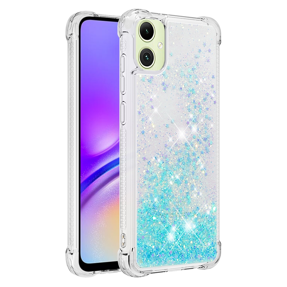 Glitter presýpacie gélový obal na Samsung Galaxy A07 4G - modrý/hviezdičky