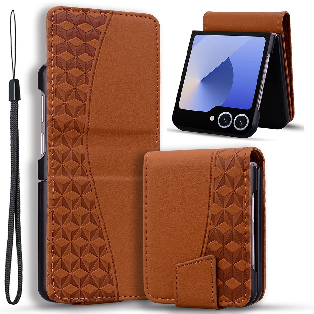 Gridy knižkové púzdro na Samsung Galaxy Z Flip7 5G - hnedé