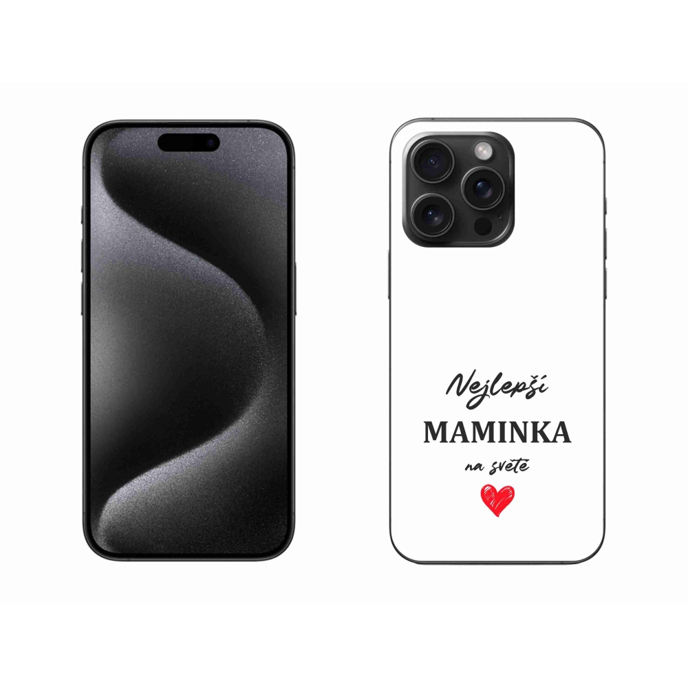 Gélový kryt mmCase na iPhone 15 Pro Max - najlepšia mamička 1 biele pozadie