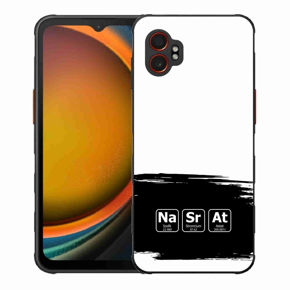 Gélový kryt mmCase na Samsung Galaxy Xcover 7 Pro - chemické prvky čiernobiele pozadie