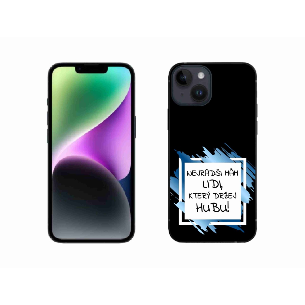 Gélový kryt mmCase na iPhone 14 - vtipný text 7 bieločierne pozadie