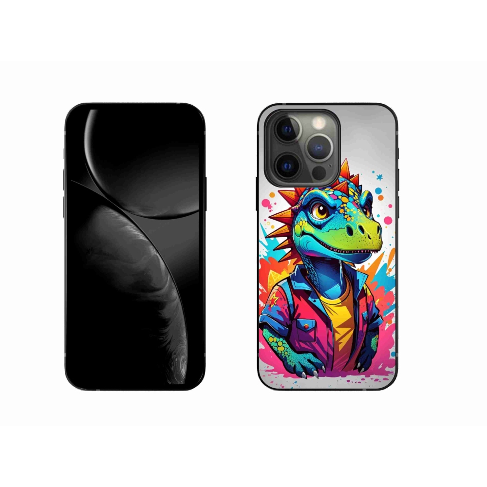 Gélový kryt mmCase na iPhone 13 Pro - farebný dinosaurus