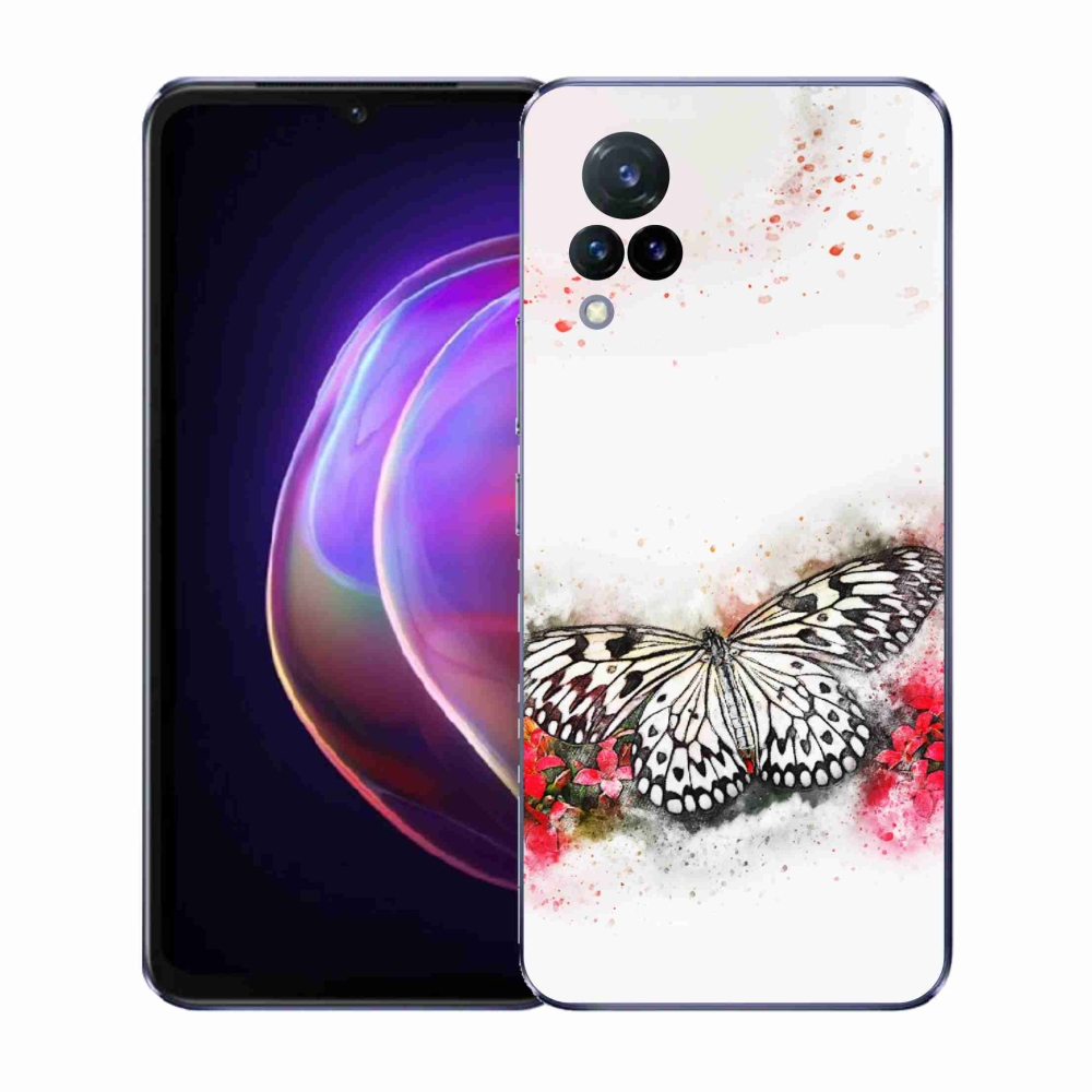 Gélový kryt mmCase na Vivo V21 4G/5G - čiernobiely motýľ