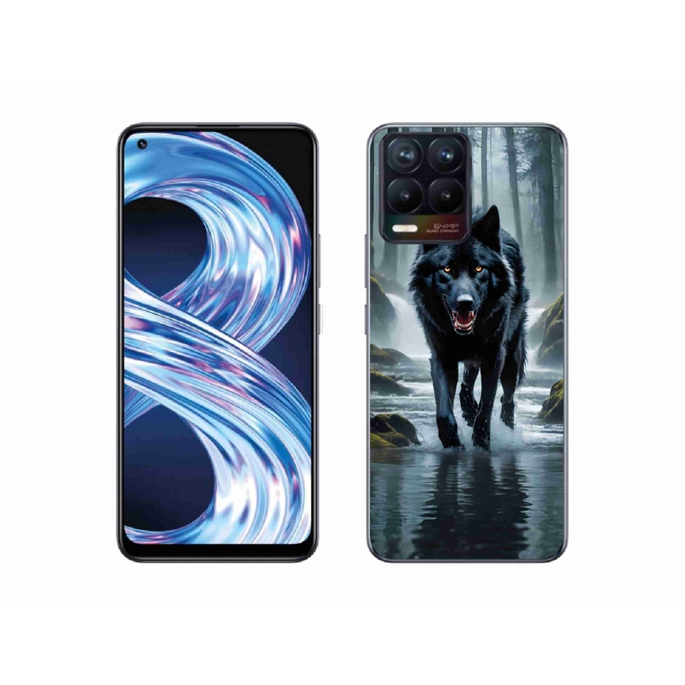 Gélový kryt mmCase na Realme 8 Pro - čierny vlk