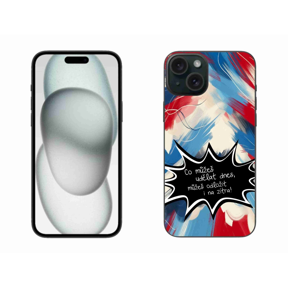 Gélový kryt mmCase na iPhone 15 Plus - vtipný text 9 čierne pozadie