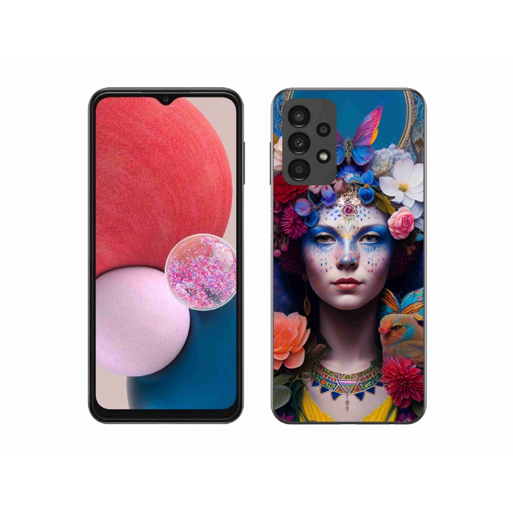 Gélový kryt mmCase na Samsung Galaxy A13 4G - žena s kvetinami