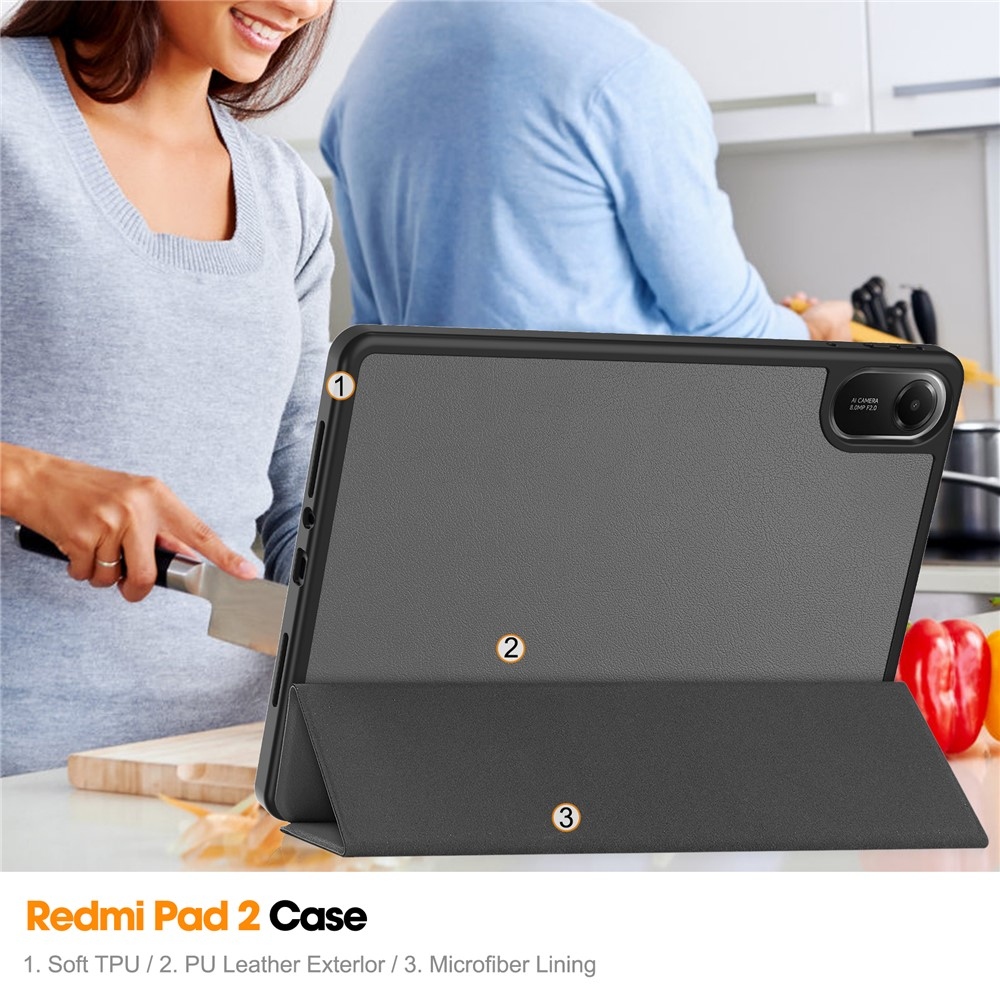 Cases chytré zatváracie púzdro na Xiaomi Redmi Pad 2 - šedé