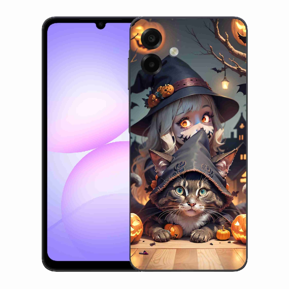 Gélový kryt mmCase na Samsung Galaxy A07 4G - čarodejnica s mačkou
