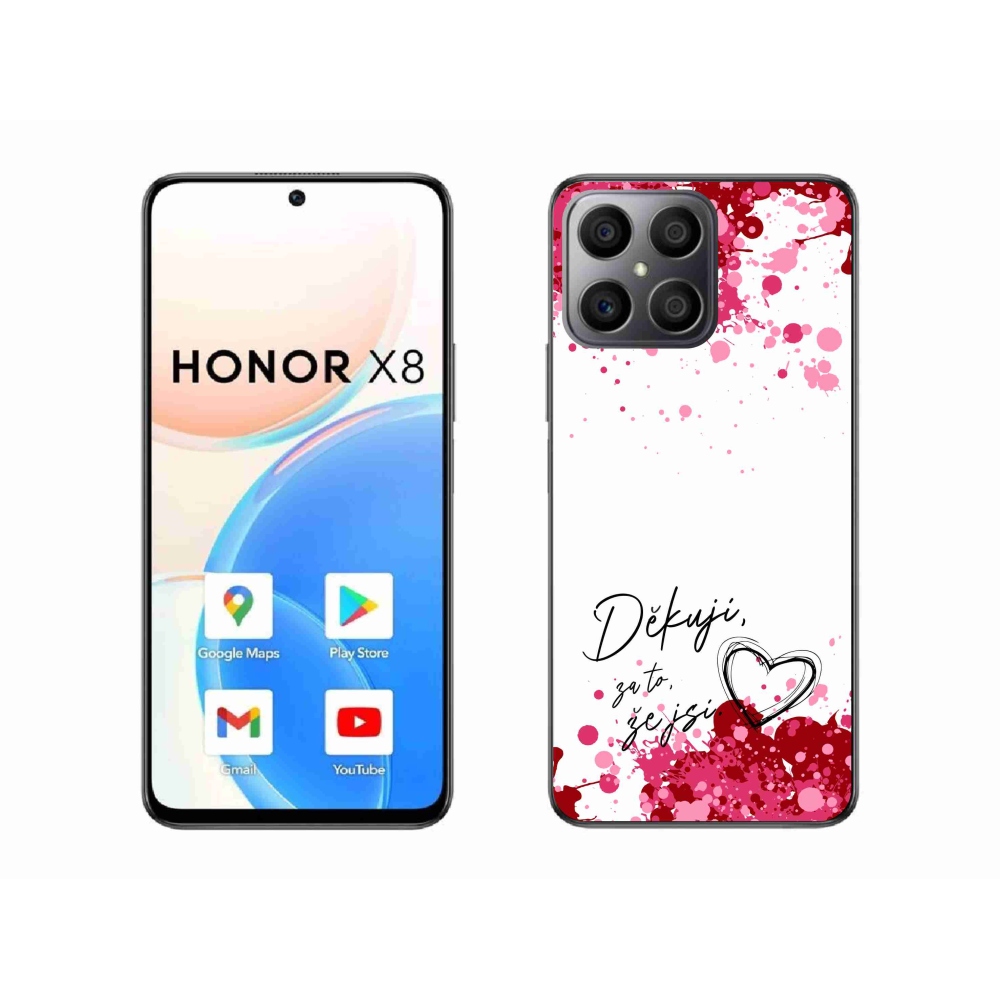 Gélový kryt mmCase na Honor X8 4G - zamilovaný text 2 biele pozadie