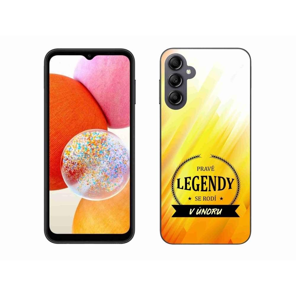 Gélový kryt mmCase na Samsung Galaxy A14 4G/5G - legendy vo februári žlté pozadie