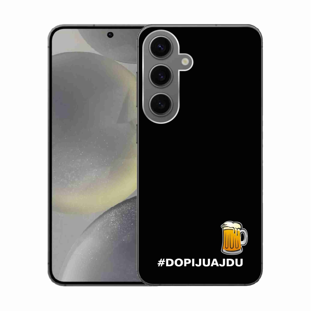 Gélový kryt mmCase na Samsung Galaxy S24 - pivný motív 1 čierne pozadie