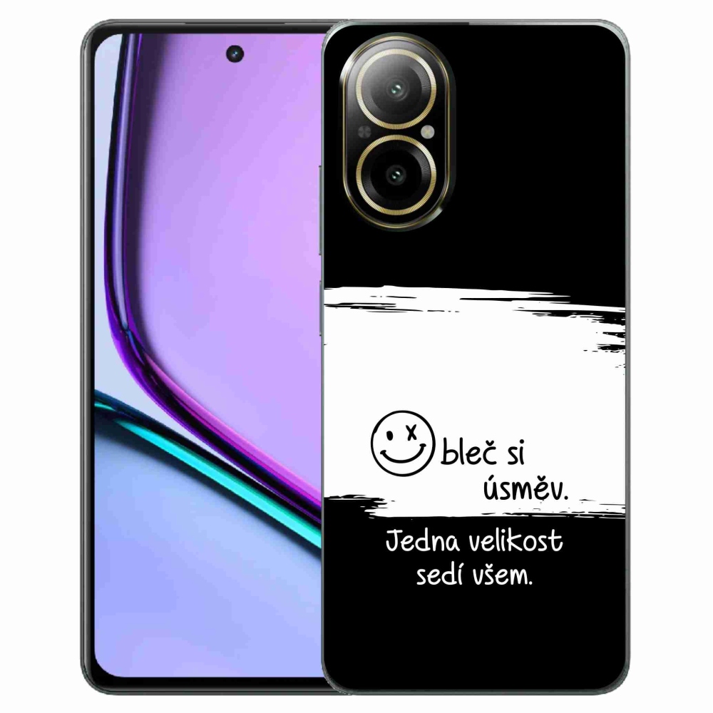 Gélový kryt mmCase na Realme C67 - vtipný text 8 bieločierne pozadie