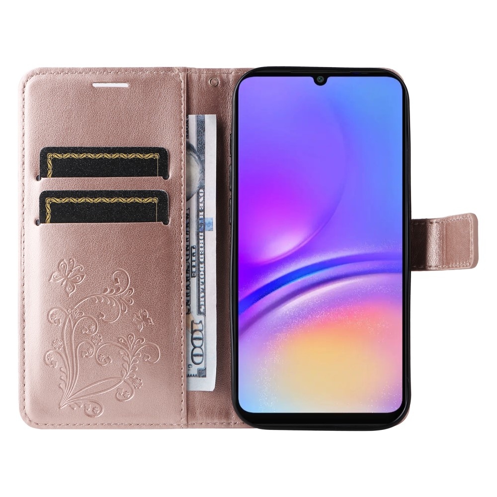 Big Butterfly knižkové púzdro na Samsung Galaxy A06 4G - ružovozlaté